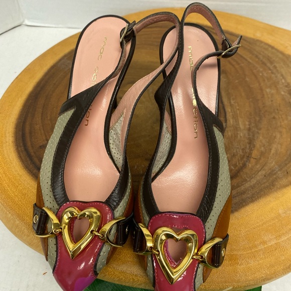 Mac collection Stenciled heart Retro leather Slingback Kitten Heels - Picture 3 of 7